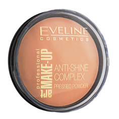 Пудра компактная для лица EVELINE ANTI-SHINE COMPLEX PRESSED POWDER тон 35 golden beige минеральная матирующая