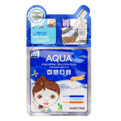 3-Ступенчатая система для лица `SHINETREE` увлажняющая с гиалуроновой кислотой (пенка, маска, крем) 1,5 мл+1,5 мл+25 мл