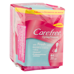 Прокладки ежедневные `CAREFREE` супертонкие Fresh в индивидуальной упаковке 20 шт