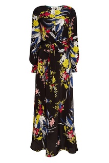 Черное шелковое платье с цветами Diane Von Furstenberg