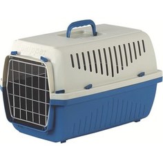 Переноска Marchioro SKIPPER 2F сине-бежевая с металлической дверцей 55x36x33h см для животных