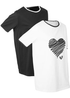Удлиненная футболка (2 шт.) (белый/черный) Bonprix