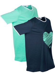 Удлиненная футболка (2 шт.) (темно-синий/синий ментол) Bonprix