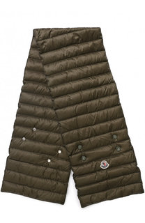 Пуховый стеганый шарф с логотипом бренда Moncler