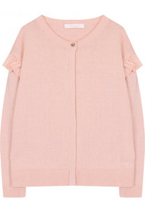 Хлопковый кардиган с оборками и круглым вырезом Chloé