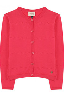 Хлопковый кардиган на пуговицах с круглым вырезом Armani Junior