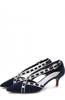 Замшевые туфли Valentino Garavani Free Rockstud на каблуке kitten heel Valentino