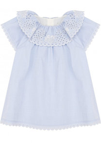 Хлопковое мини-платье свободного кроя с вышивкой Chloé