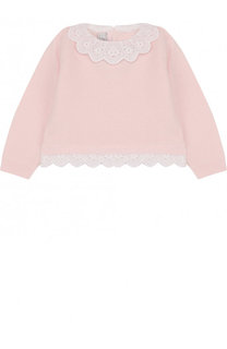 Хлопковый пуловер с кружевной отделкой Tartine Et Chocolat