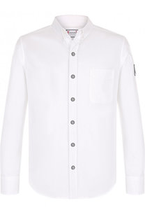 Хлопковая рубашка с воротником button down Moncler