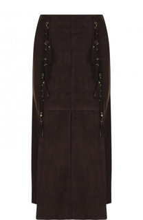 Однотонная замшевая юбка-миди Chloé