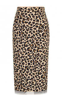 Хлопковая юбка-карандаш с леопардовым принтом No. 21