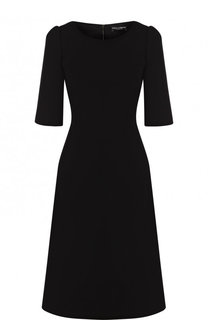 Однотонное приталенное платье-миди с коротким рукавом Dolce &amp; Gabbana