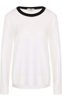 Хлопковый пуловер с круглым вырезом Fendi