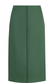 Однотонная хлопковая юбка-миди Fendi