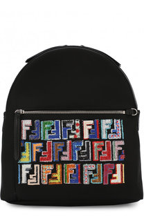 Кожаный рюкзак с текстильной отделкой Fendi