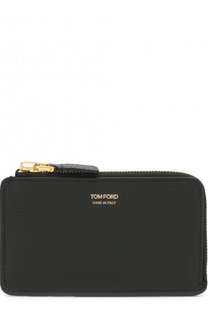 Кожаный футляр для кредитных карт с отделением на молнии Tom Ford