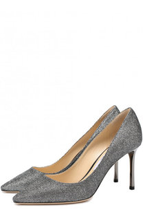 Туфли Romy 85 из металлизированного текстиля на шпильке Jimmy Choo