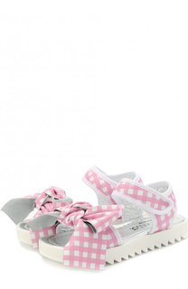 Кожаные сандалии с застежками велькро и бантом Simonetta