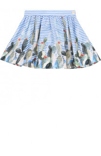 Хлопковая мини-юбка свободного кроя с принтом Il Gufo