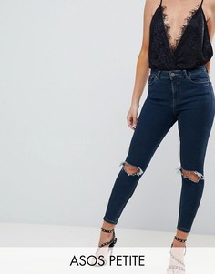 Синие джинсы скинни с завышенной талией ASOS DESIGN Petite Ridley - Синий