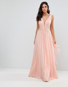 Декорированное платье макси с кейпом Forever Unique - Розовый