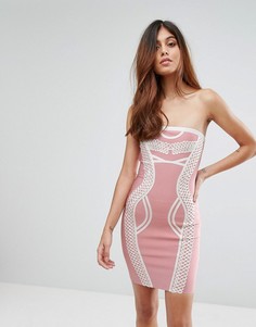Облегающее бандажное платье с контрастной отделкой Love & Other Things - Розовый