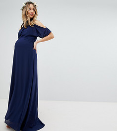 Платье макси с высоким воротом TFNC Maternity - Темно-синий