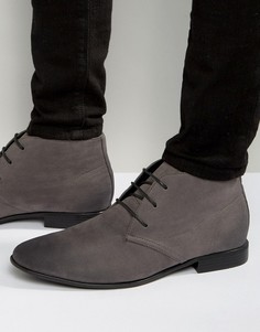 Серые ботинки из искусственной замши со шнуровкой ASOS DESIGN - Серый