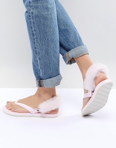 Розовые сандалии с пушистым задником UGG LaaLaa - Розовый