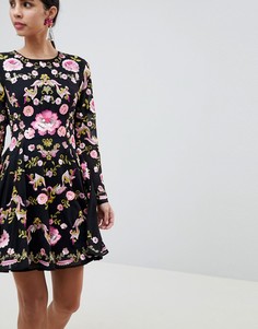 Короткое приталенное платье с цветочной вышивкой ASOS EDITION - Черный
