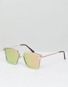Квадратные солнцезащитные очки цвета розового золота Jeepers Peepers - Золотой