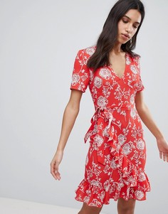Платье миди с запахом и цветочным принтом Parisian - Красный