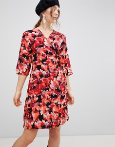 Платье с запахом и цветочным принтом mByM - Красный