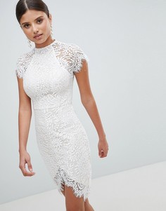 Кружевное облегающее платье с асимметричным краем Girl In Mind - Белый