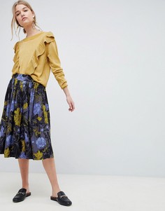 Юбка миди с цветочным принтом Selecetd Sonja - Синий Selected