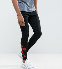 Обтягивающие джинсы с вышивкой роз Rose London эксклюзивно для ASOS - Черный