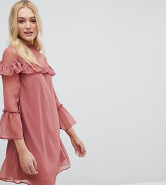 Шифоновое платье с оборками Influence Tall - Розовый