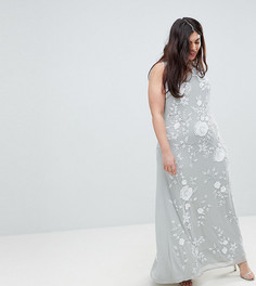 Декорированное платье макси с высоким воротом Frock And Frill Plus Premium - Серый