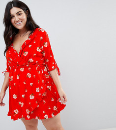 Платье с запахом и цветочным принтом Influence Plus - Красный