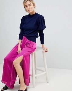 Атласная юбка макси с разрезом Lost Ink - Фиолетовый