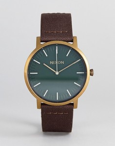 Часы с коричневым кожаным ремешком Nixon A1058 Porter - Коричневый