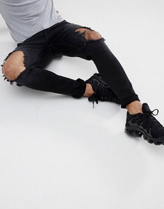 Супероблегающие черные выбеленные джинсы Hoxton Denim - Черный