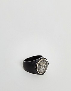 Черное матовое кольцо с цветочным рисунком Icon Brand - Черный