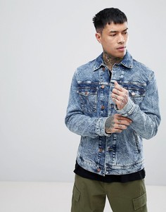 Джинсовая куртка с эффектом кислотной стирки Wrangler - Синий