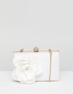 Атласный клатч с цветочной отделкой Forever New Bridal - Белый