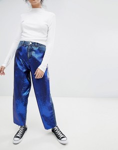 Синие выбеленные джинсы бойфренда с пайетками ASOS DESIGN - Синий