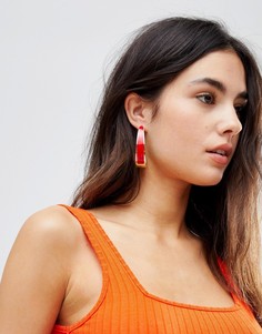 Серьги-кольца в красную полоску DesignB London - Мульти