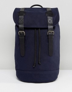Рюкзак из органического хлопка с отделкой из натуральной кожи ASOS - Темно-синий
