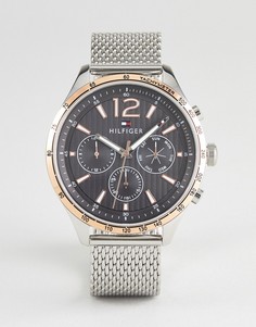 Серебристые часы с сетчатым браслетом и хронографом Tommy Hilfiger 1791466 - 46 мм - Серебряный